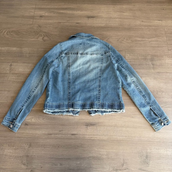 NWT Jou Jou blue denim jacket with a raw-cut hem - size large - Picture 4 of 4